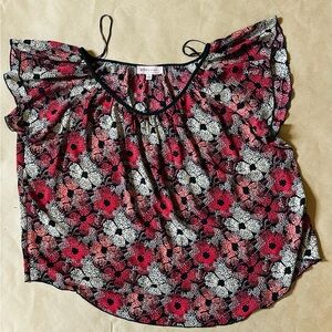 Philosophy Red and Pink Ruffled Sleeveless Blouse